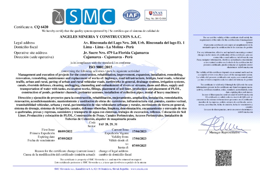 ISO - Angeles Minería y Construcción